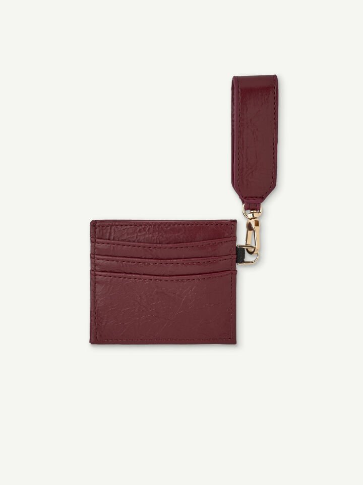 Kadın Fiyonk Detaylı Anahtarlıklı Parlak Suni Deri Kartlık