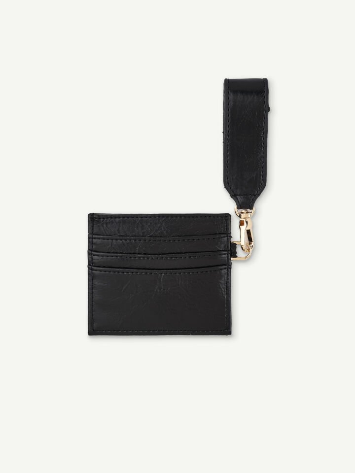 Kadın Fiyonk Detaylı Anahtarlıklı Parlak Suni Deri Kartlık