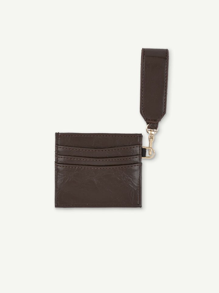 Kadın Fiyonk Detaylı Anahtarlıklı Parlak Suni Deri Kartlık